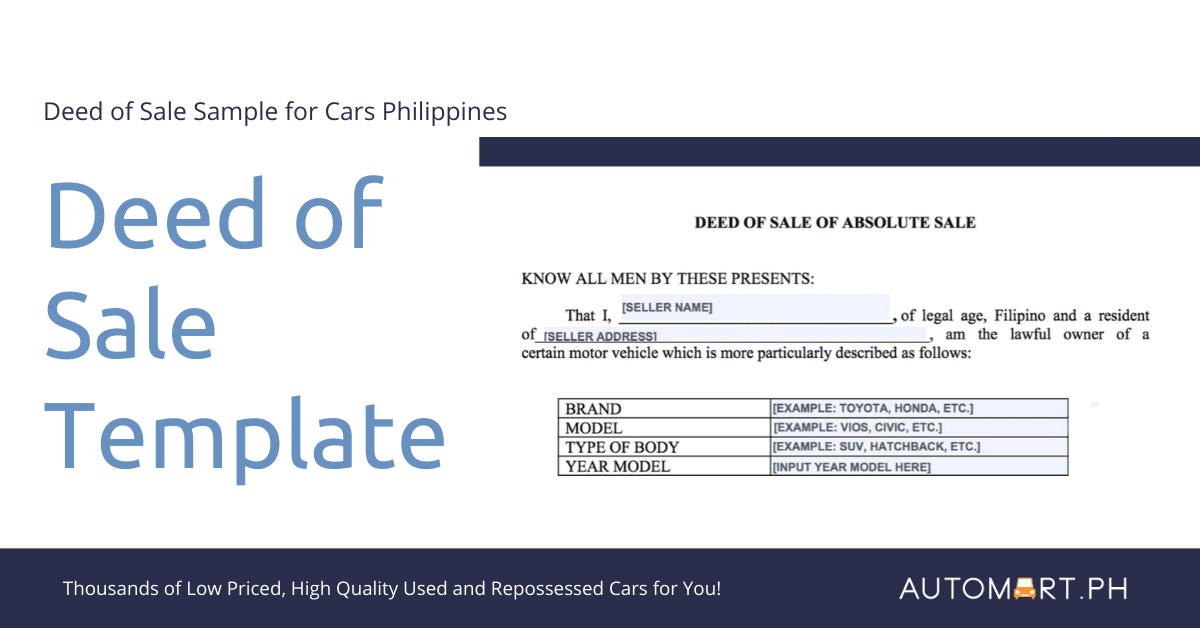 Deed of Sale Sample for Cars Philippines