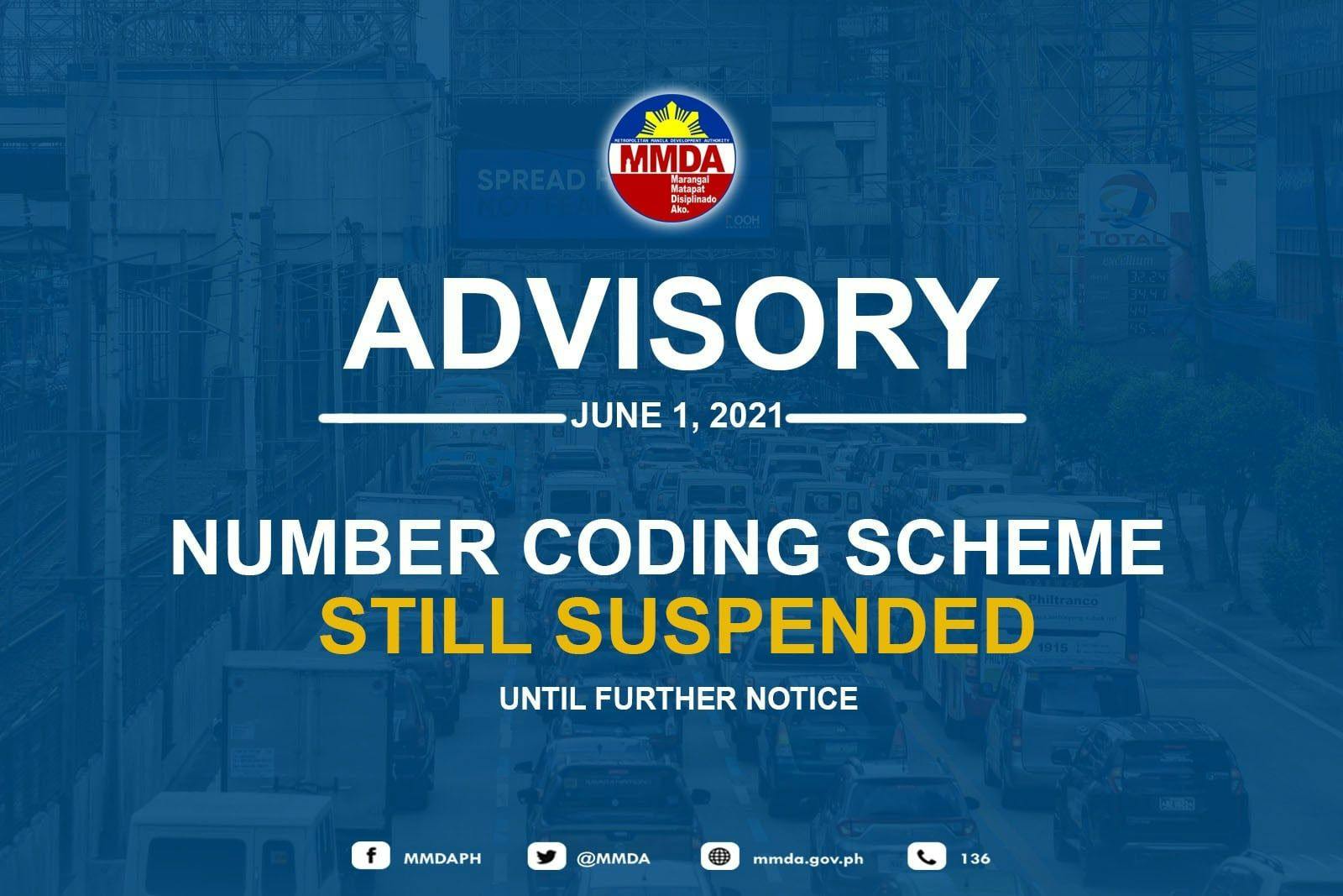 The MMDA's Number Coding Scheme Still Suspended Under NCR+'s GCQ
